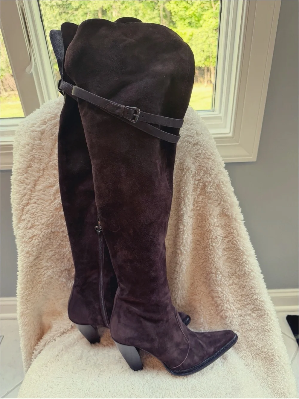 Vintage Donald Pliner  Over-the-Knee Suede Boots in Dark Brown